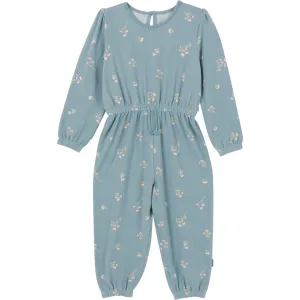 Toddler Girls Blue Floral Hacci Jumpsuit