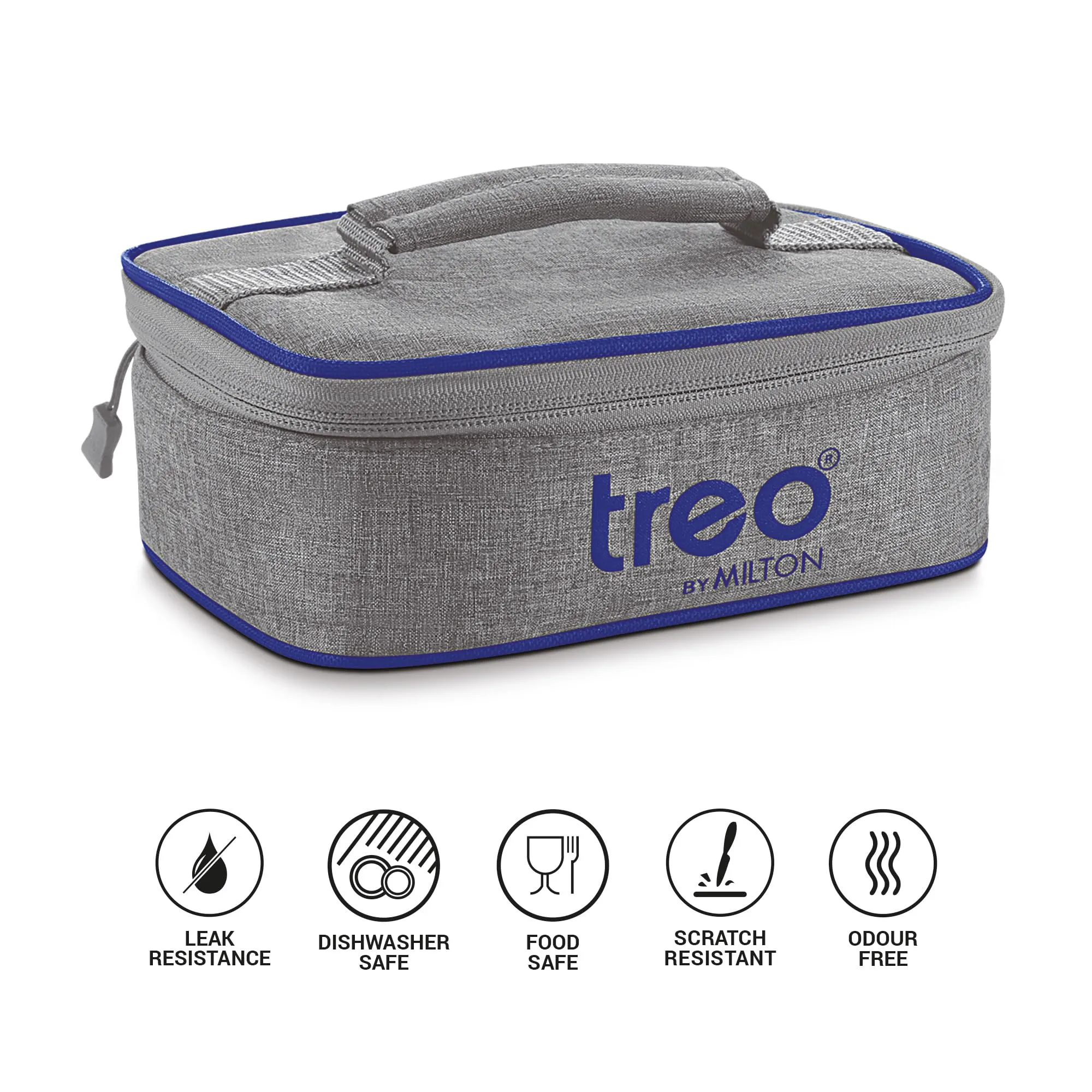 Treo by Milton All Fresh Rectangular Divider Glass Tiffin |Two Compartments Lunch Box| Container with Insulated Jacket, 1 Container, 1000 ml, Transparent