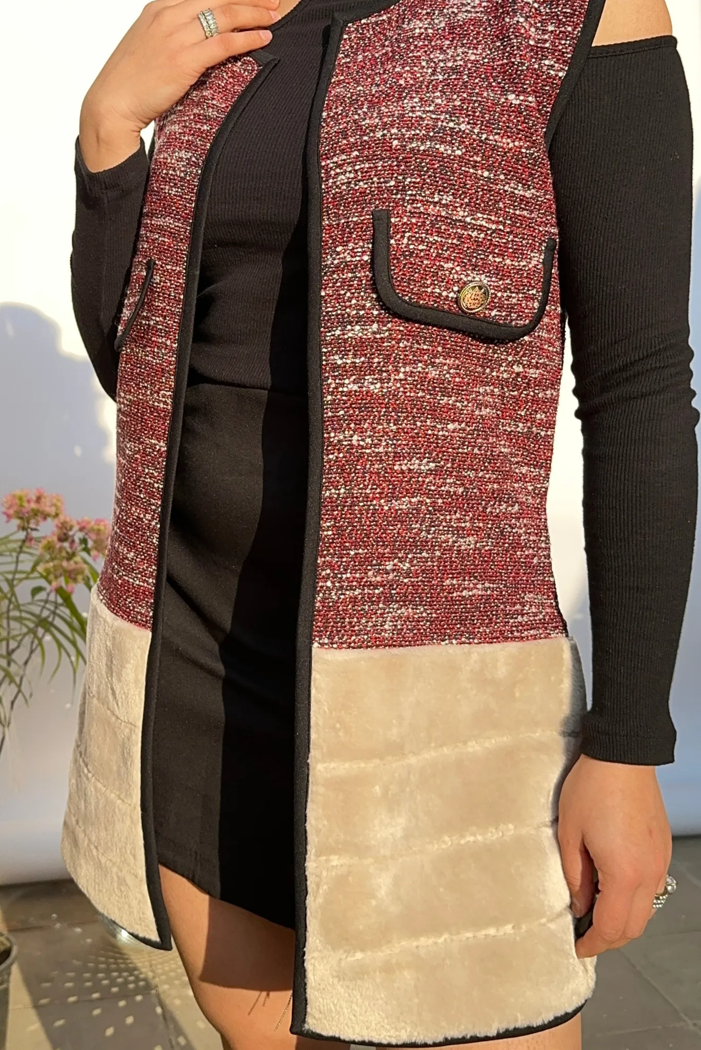 Tweed & Faux Fur Gilet