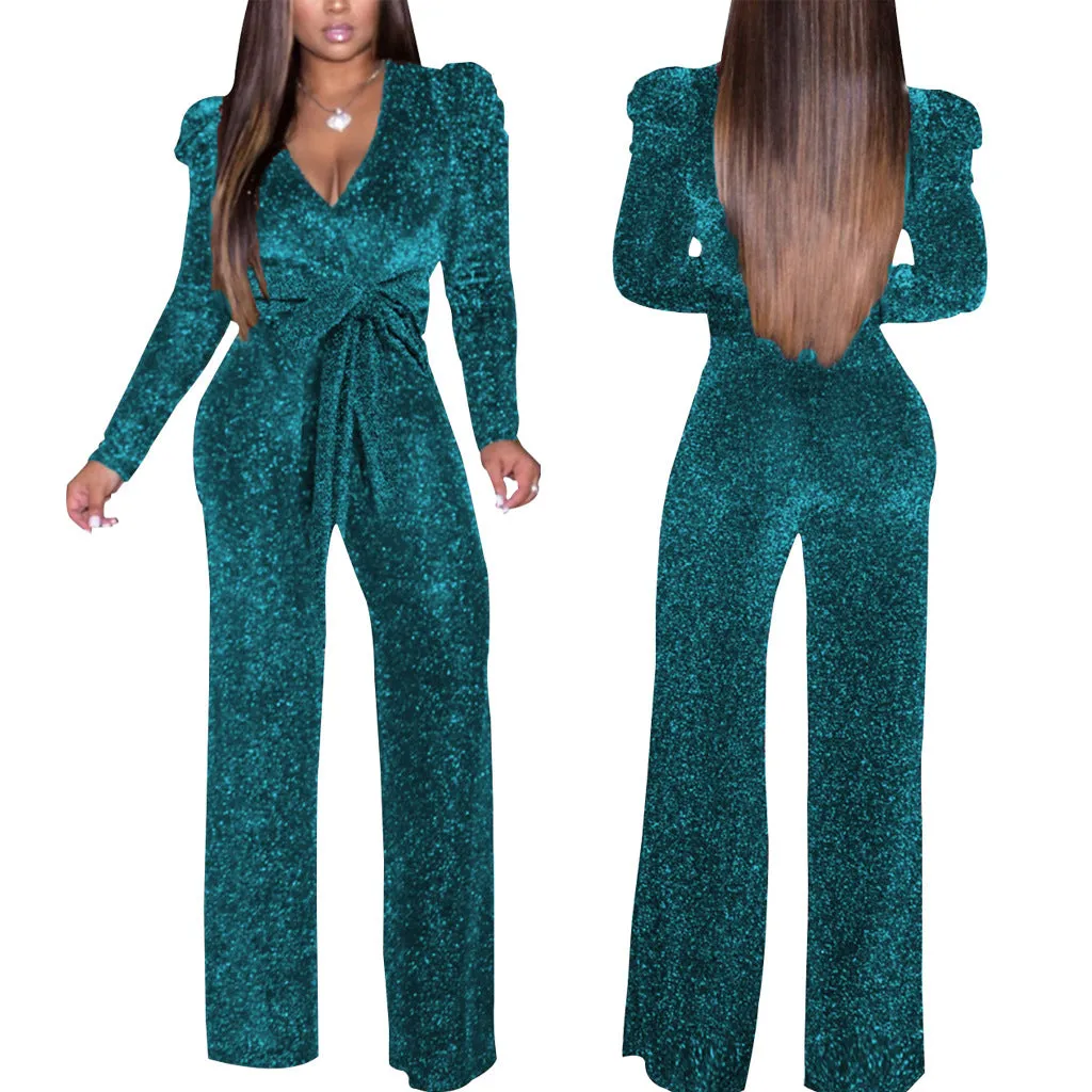 V-neck Wide Leg Jumpsuit