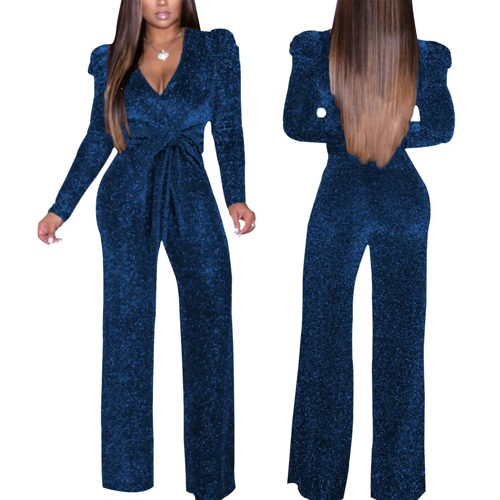 V-neck Wide Leg Jumpsuit