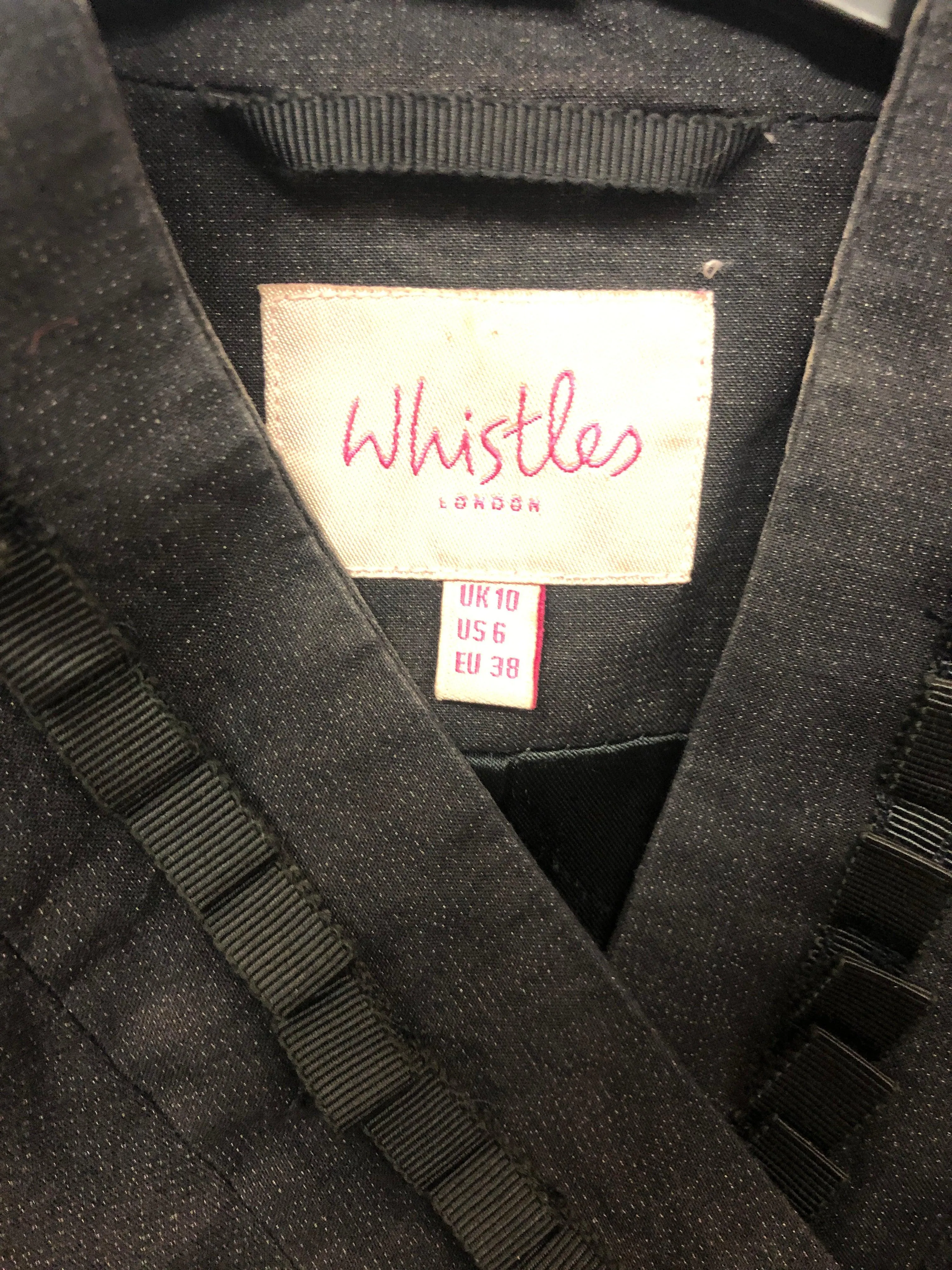 Whistles black ribbon jacket size 10