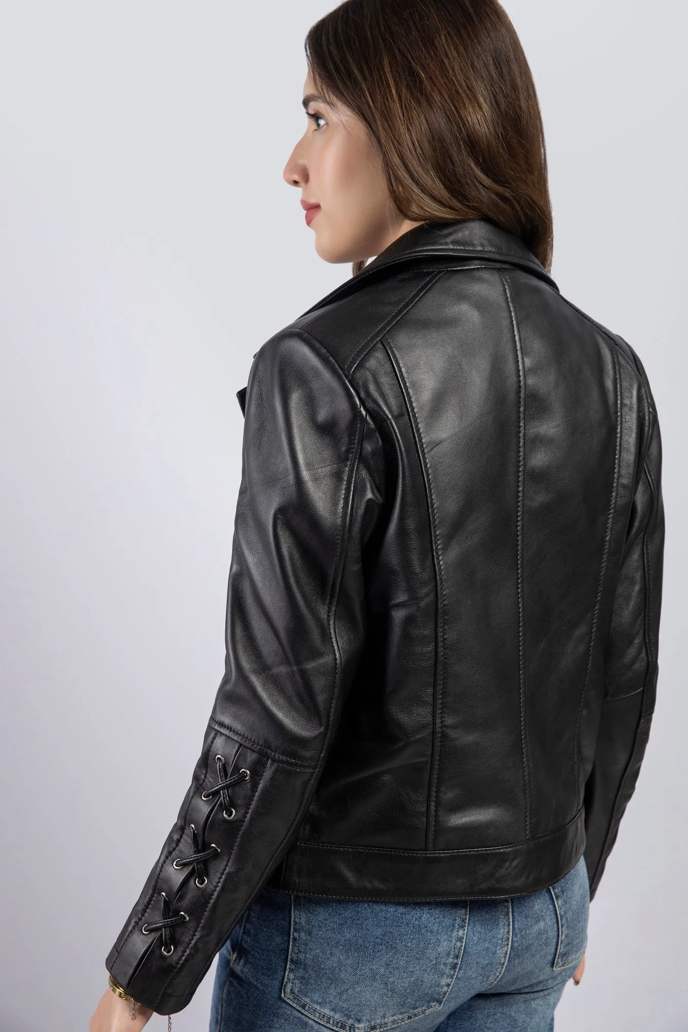 Women Lucinda Genuine Lambskin Leather Jacket