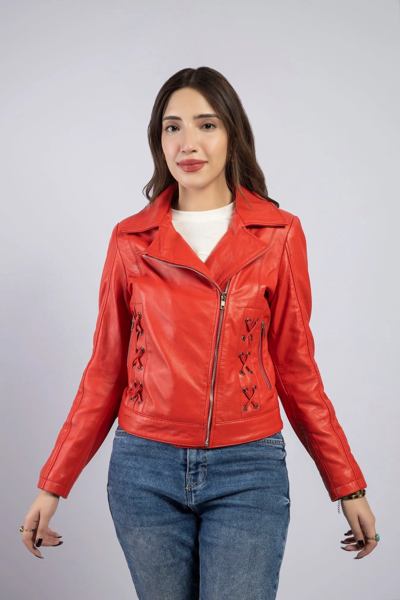 Women Lucinda Genuine Lambskin Leather Jacket