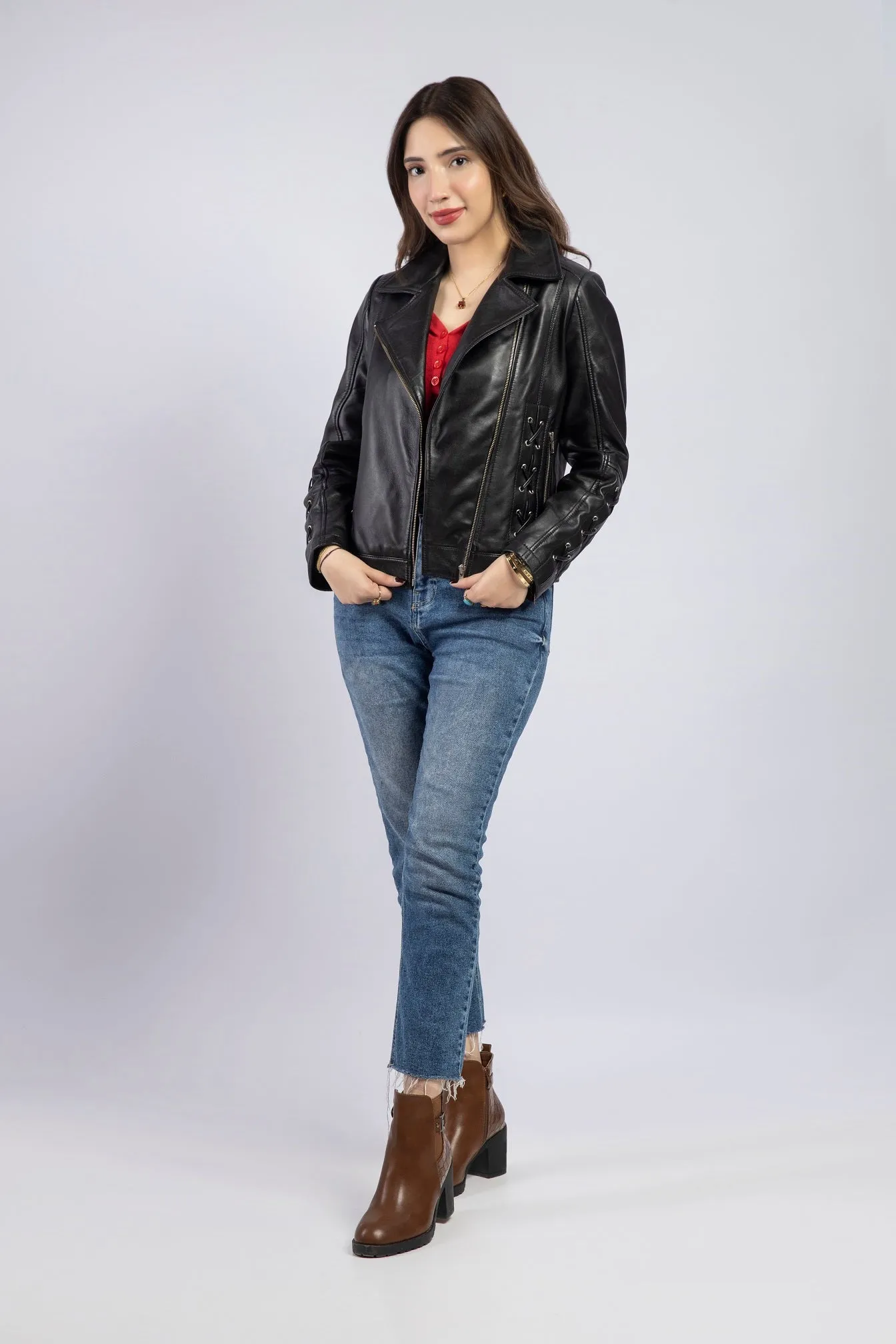 Women Lucinda Genuine Lambskin Leather Jacket