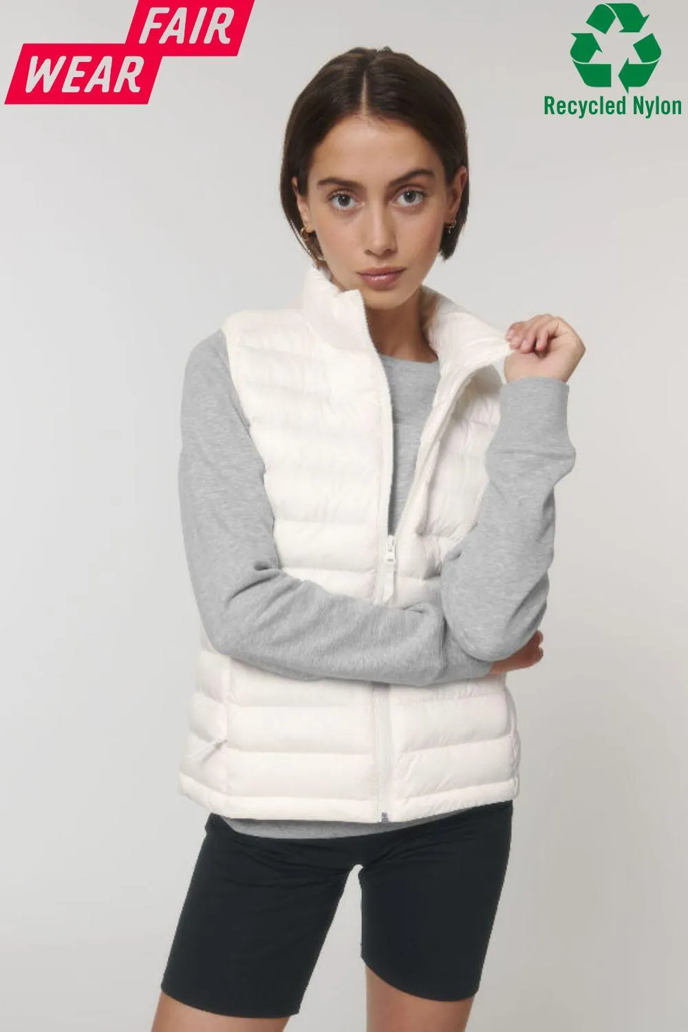 Womens Quilted Bodywarmer Gilet with WHITE Embroidered Logo