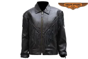 Women's Soft Leather Braided & Fringed Motorcycle Jacket