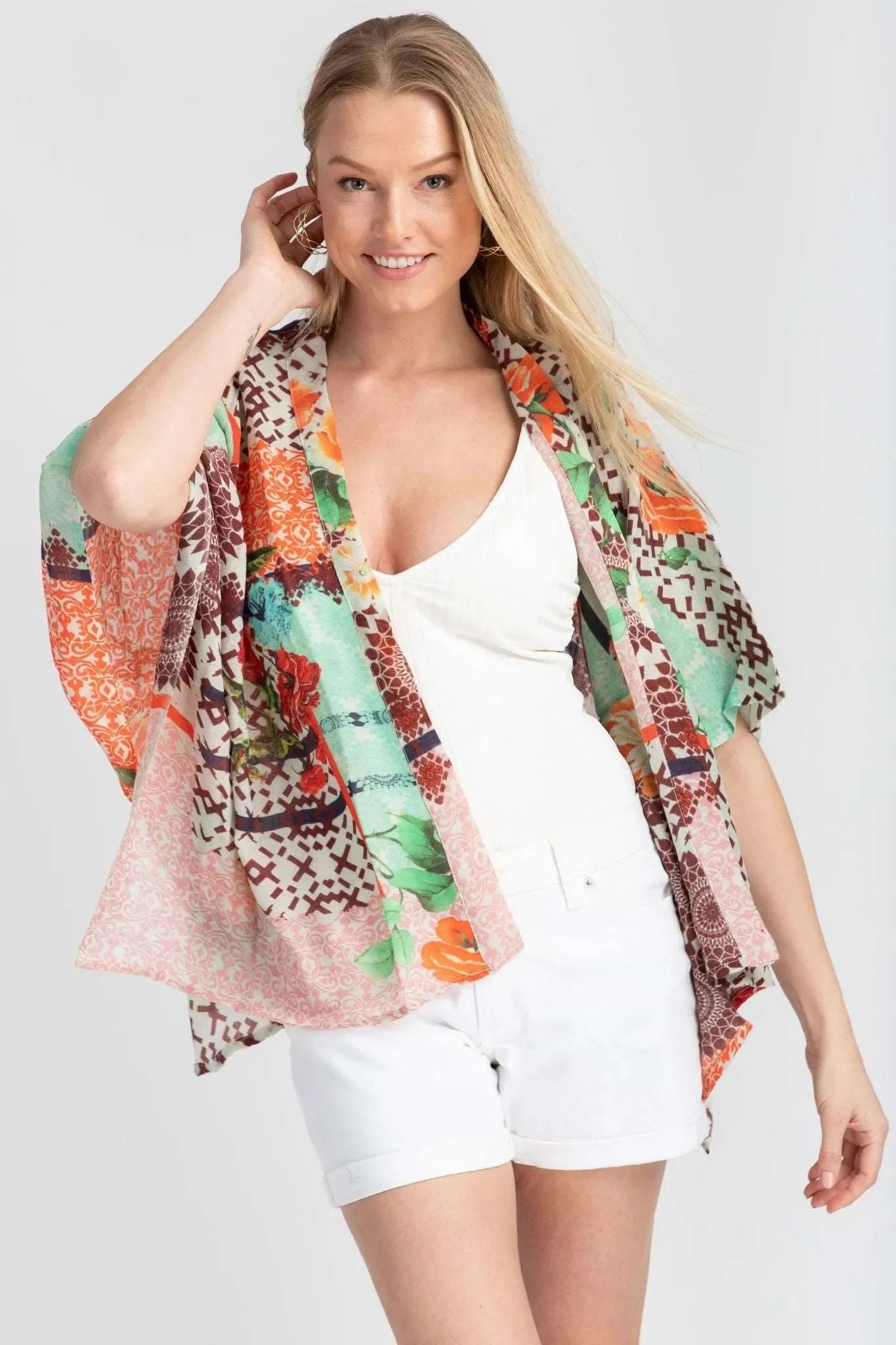 Wool Silk Multi Patterned Kimono