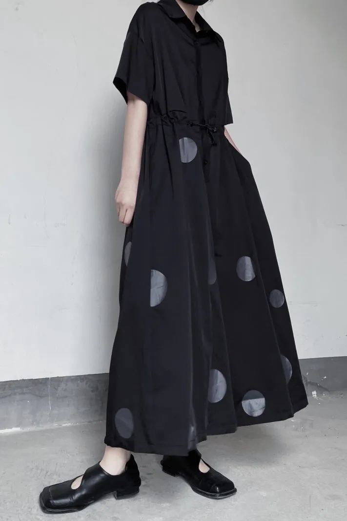 Yamamoto Dark Style Niche Polka Dot Print Loose Nine-Point Jumpsuit High-Waisted Wide-Leg Pants