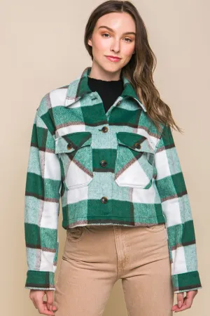 Yarn Dyed Plaid Button Up Jacket - 2 colors