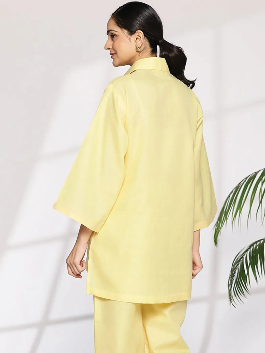 Yellow CottonSlub ShirtTop - Mina